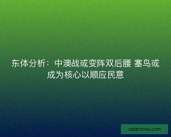 东体分析：中澳战或变阵双后腰 塞鸟或成为核心以顺应民意