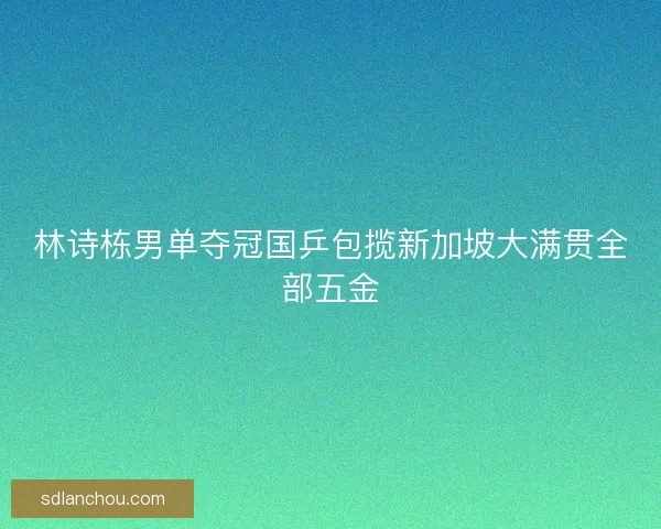 林诗栋男单夺冠国乒包揽新加坡大满贯全部五金